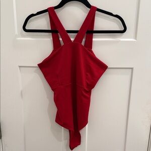 Red Sleeveless Bodysuit Top
